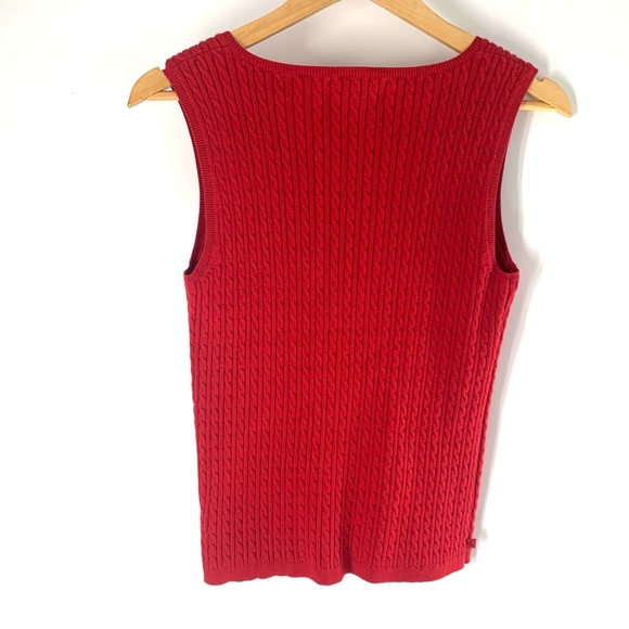 Lauren Ralph Lauren Shirt Womens M Red Sleeveless Linen Blend Top Blouse Anchor - Picture 3 of 5